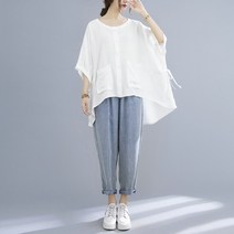 Girl Wow 반팔 티 왕언니 빅 사이즈 루즈 여름 쿨링 원단 한복 티