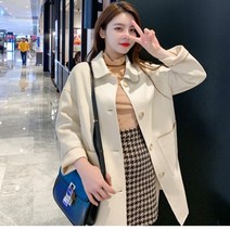 여자 봄가을 더블버튼 트렌치코트 재킷 캐주얼 미시 자켓 바바리 코트 인박카003