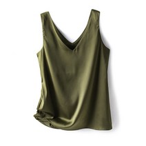 여성 새틴 나시티 브이넥 심플 여름 외출 여자 나시 2023 상의 Satin sleeveless shirt XK0077