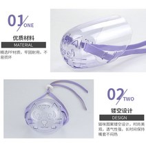 고양이 물림방지 마스크 안면마스크 헬멧 통풍 용품 입마개, 퍼플 투명 마스크, L-대형 머리둘레 30cm