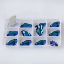 은하수 유리 납유리 다양한 색상 라인석 봉제 플랫백 스톤 의류 드레스용 크리스탈 바느질, 12x19mm-16pcs, Blue Zircon