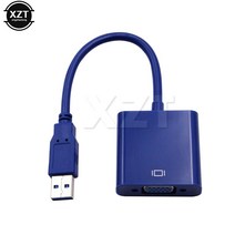 노트북 외장 그래픽카드 외장형 1080p usb 3.0 to vga 1920x1080p 다중 디스플레이 비디오 그래픽 카드 외부 케이블 어댑터(win 10 데스크탑 pc, 푸른