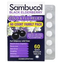 Sambucol Black 엘더베리 콜드 플루 릴리프 Family Pack 60 Quick Dissolve Tablets
