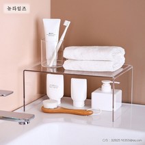 투명 아크릴 ㄷ자 테이블 다용도 수납 선반 주방 싱크대 상부장 하부장 책상 냉장고 정리대 다용도 다목적, 가로 20cm 세로 20cm 높이 15cm