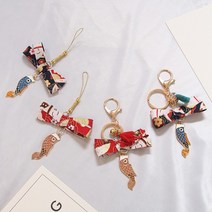 [모모카멜] 물고기 키링 일본풍 자동차 백참 선물 키링 키홀더 열쇠고리, 빨강