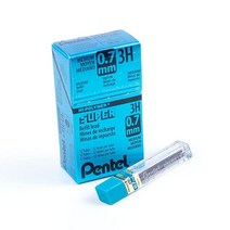 Pentel 수퍼 하이폴리머 리필 샤프심 0.7mm 미디엄 2B 샤프심 144개입 (50-2B) 그레이, 3H lead