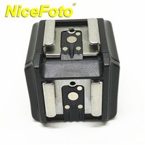 DSLR 카메라 핫 슈 컨버터 어댑터 nicefoto 듀얼 플래시 및 플래시 (니콘 pr-02용 캐논용 3.5mm pc 동기화 소켓 포함), 없음