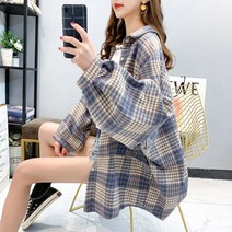 여성 두껍게 모직 체크 셔츠 가을 겨울 여성 의류 디자인 감각 복고 여성 셔츠 긴팔 루즈핏 코트