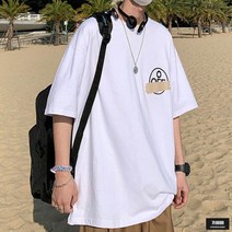 가바바 남성 오버핏 반팔티 아니 이쁜로고 박스테잎으로 왜가렸어 반팔 티셔츠 G60496