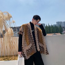 보헤미안 에스닉 빈티지 니트 히피 집시스타일 남자 숄 가디건