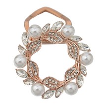 여성용 우아한 스카프 클립 진주 꽃 크리스탈