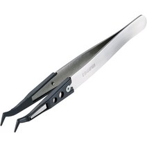 Hozan 호잔 ESD 작은 조각 핀셋 정전기 방지 스테인리스 강철, 1개, 선단폭 : 1.0mm (R형)