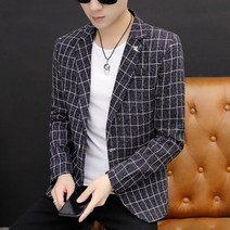 블레이저 남성 체크 무늬 비즈니스 캐주얼 고급 우아한 패션 파티 신사 복장 재킷