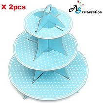 AS Creavention 3 Levels Cardboard Cupcake Stand Holder Tower Display 2pcs (Blue), 1
