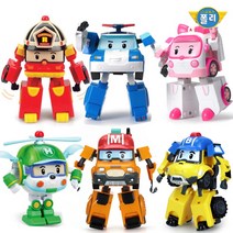 [로보카폴리(아동)] [ROI TOYS] 로보카폴리 변신로봇 4인치 6종세트(로이 엠버 폴, 상세 설명 참조