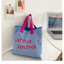 레티스 컬러 고방 체크 에코백 가벼운 데일리 귀여운 패브릭 천가방 3컬러