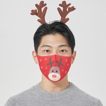 파라다이슨 크리스마스 마스크 99.9% 항균구리 국산 패션 연예인 마스크, Xmas 루돌이, L