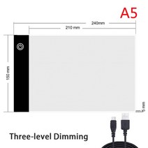 Elice A3 A4 A5 드로잉 태블릿 다이아몬드 페인팅 보드 USB 아트 복사 패드 쓰기 스케치 Wacom Tracing led 라이트 패드, A5 24x15CM, 협동사