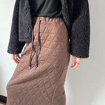깔깔이 패딩 누빔스커트 겨울 밴딩 롱스커트 치마