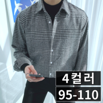이브컴퍼니 웨일 두꺼운 오버핏 울 글렌 체크 셔츠 빅사이즈 95-110 4컬러 (1434-1)