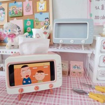살림일기 레트로TV 각 티슈케이스 & 휴대폰거치대, 레트로티슈케이스 - 화이트