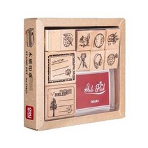 제이에이치컴퍼니 우드 스탬프 10종 + 잉크 세트, 혼합색상