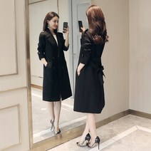 DFMEI 오버사이즈 트렌치코트 미디 여성 캐주얼 빅사이즈 여성코트