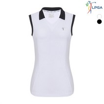 [LPGA골프웨어] 여P 배색포인트 제에리 슬리브리스(L192TS588P)