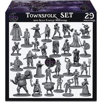 DND 미니어처 던전 앤 드래곤 스타터 세트 D&D 미니 테이블 탑 도색되지 않은 피규어 벌크, 29 Townsfolk Set
