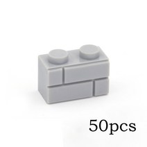 DIY 빌딩 블록 벽 1x2 도트 50/100PCS 교육 크리 이 티브 장난감 크기 호환 98283, 05 Light Grey 50pcs