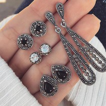결혼식 귀걸이세트 블랙 큐빅포인트 셀프웨딩귀걸이
