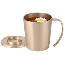 호텔 카페 커피잔 방짜 유기 뚜껑 손잡이 머그컵 보냉컵 보온컵, 손잡이머그컵 소