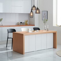 리즈하임 아인스 높이900 아일랜드 홈바 식탁 수납 테이블 국내제작 아일랜드식탁, 1600오픈형 상판측판 오크 / 하부장 화이트
