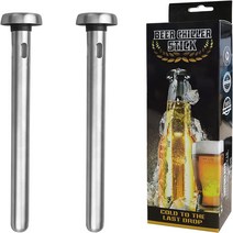 DERNORD Beer Chiller Stick - 2 Pack Stainless Steel Drink Chiller Sticks Keep Bottled Drinks Cold Wi, 1, White