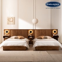 잉글랜더 그라치아 템바보드 원목 호텔 트윈 수납 침대+협탁1EA(Sweet Slumber 스탠다드 필로우탑 매트-SS+SS), 침대(내츄럴원목)+매트(다크그레이), 침대(SS+SS)+Sweet스탠다드필로우탑(SS+SS)