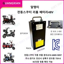 알엠티 KC인증 전동스쿠터 부품 국내 당일배송 리튬 배터리 전기 자전거 스쿠터 리튬 배터리 킥보드 48V 20AH, 리튬배터리48V20AH