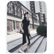 까요 여름 반팔 A라인 옆트임 롱 원피스 편한 원피스 데일리 캐주얼 원피스