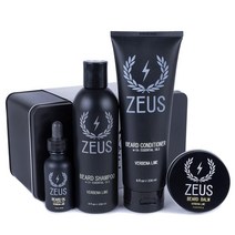 Zeus 남성용 에브리데이 수염 그루밍 키트 샴푸 컨디셔너 오일 밤 워시 빛나는 (향: 바닐라 럼), Verbena Lime