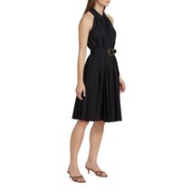 ELIE TAHARI 엘리 타하리 Pleated Fit & Flare 벨트ed Halter Midi-Dress - NOIR131347