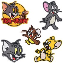 열접착식 대형와펜 디즈니 시리즈 캐릭터 5종 스티커 모자 옷 가방 마스크 리폼 장식, 1. W2AP01 마크, 톰과제리