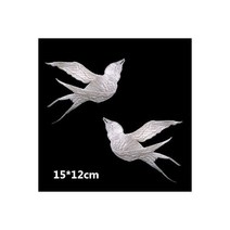 금사 은사 마크라메 실 재료 부자재 아이보리 자수 제비 새 패치 금실 아플리케 천 스티커, Ivory A 2 pair