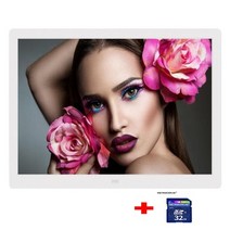 전자액자 디지털 액자 led 미니 모니터 스마트 전자 앨범 15 인치 스크린 백라이트, 블랙 32GB, au 플러그