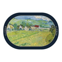 Senro 유화 플라워 흡수하족 미끄럼방지 규조토 발매트 40 x 60 CM, 원형, H