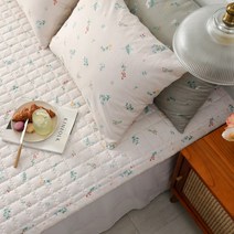 더온 플라워앤 논슬립형.고정밴드형 침대패드, 베이지