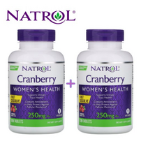 (1+1) 나트롤 크랜베리 추출물 125mg Natrol Cranberry CranMax 우먼 헬스 안티옥시던트 120타블렛 2팩, 2개
