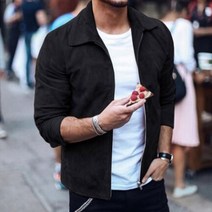 오토바이 자켓 오토바이옷남성 의류 패션 스웨이드 가죽 자켓 슬림 바이커 오토바이 코트 아웃웨어 트렌디, 01 Black