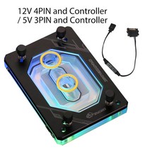 cpu bykski for amd ryzen3000 ryzenam3am3+am4 1950x tr4 x399 x570 워터 블록 팬 냉각 구리 라디에이터 워터 쿨러 냉각, 검은색 컨트롤러, 3핀 5v a-rgb