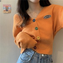 가디건 코트 겨울 가을 로우 칼라 채색 단추 스웨터니트셔츠 스타일리쉬 긴 소매 상의 여성 트렌드 912787122