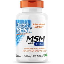 MSM 관절 무릎 영양제 Doctors Best with OptiMSM NonGMO 글루텐 프리 지지대 1500mg 120정DRB00097, 단일수량, 단일개당 용량/중량/정