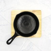 맥반석코팅 무쇠 주물 후라이팬 스킬렛 인덕션겸용, 16cm(6인치)+우드받침
